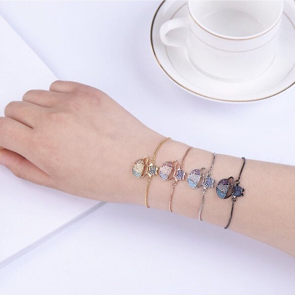 Little Boy Son Mom Cubic Zirconia Yellow Gold Bracelet - Picture 3 of 4